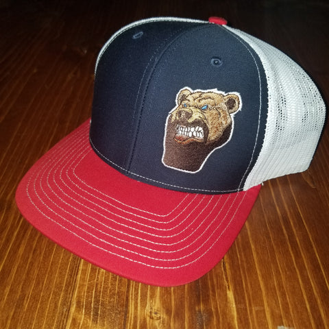 Lone Bear Beard Trucker Hat Red/Blue/White