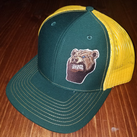 Lone Bear Beard Trucker Hat Green/Gold