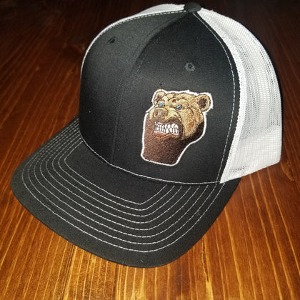 Lone Bear Beard Trucker Hat Black/White