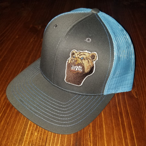 Lone Bear Beard Trucker Hat Charcoal/Columbia Blue